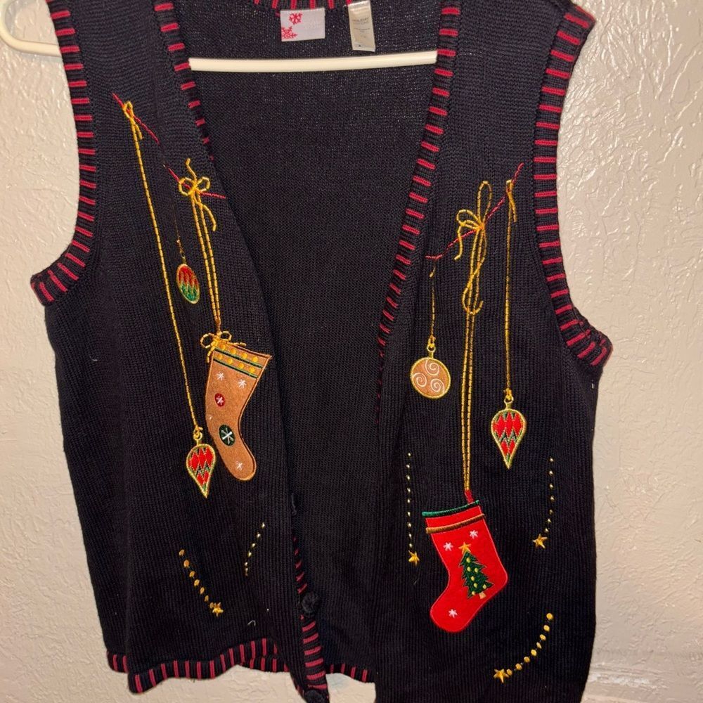 Holiday Editions Black and Red Knit Vest